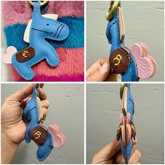 Colorful Striped Handmade Real Mink Fur Mini Tote/Crossbody & Pony Bag Charm - Picture 15 of 16